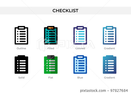Checklist icon in different style. Checklist vector icons designed in outline, solid, colored, filled, gradient, and flat style. Symbol, logo illustration. Vector illustration Checklist icon in different style. Checklist vector icons designed in outline, solid, colored, filled, gradient, and flat style. Symbol, logo illustration. Vector illustration 97827684