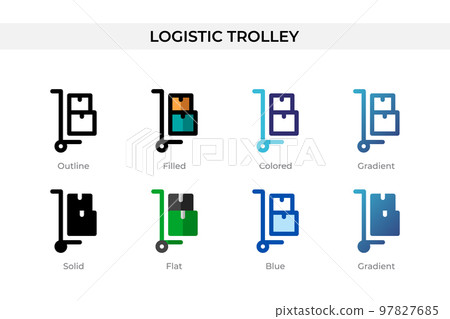 Logistic Trolley icon in different style. Logistic Trolley vector icons designed in outline, solid, colored, filled, gradient, and flat style. Symbol, logo illustration. Vector illustration 97827685
