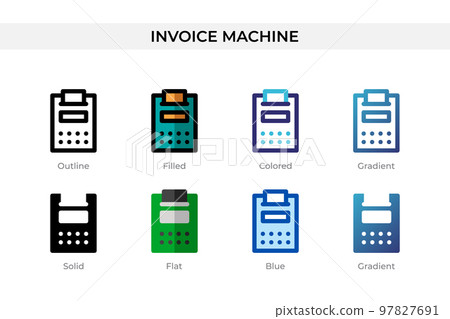 Invoice Machine icon in different style. Invoice Machine vector icons designed in outline, solid, colored, filled, gradient, and flat style. Symbol, logo illustration. Vector illustration Invoice Machine icon in different style. Invoice Machine vector icons designed in outline, solid, colored, filled, gradient, and flat style. Symbol, logo illustration. Vector illustration 97827691