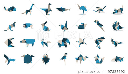 Animal origami collection. Animal origami vector. Abstract animals logo design. Animal origami. Vector illustration 97827692