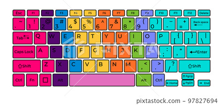 Computer keyboard button layout template with letters for graphic use. Vector illustration Computer keyboard button layout template with letters for graphic use. Vector illustration 97827694