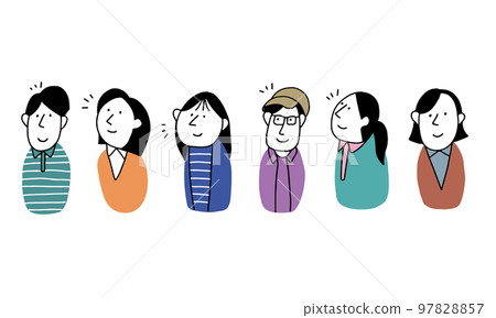 年輕成人插畫頭像圖標集 年輕成人插畫頭像圖標集 97828857