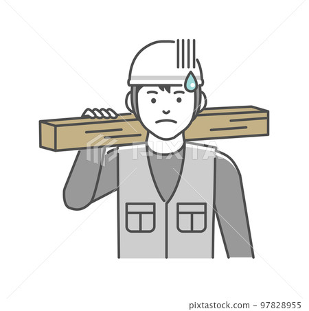 Carpenter / worker / young man (upper body) vector illustration | 97828955