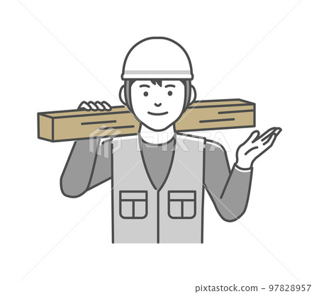 Carpenter / worker / young man (upper body) vector illustration | 97828957