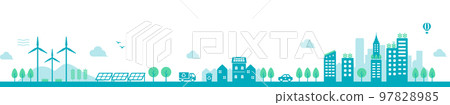 Eco-ecology-Nature-Environmentally-friendly city / smart city Horizontal illustration 97828985