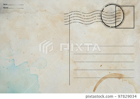 Backside of old postcard with dirty stain 97829034