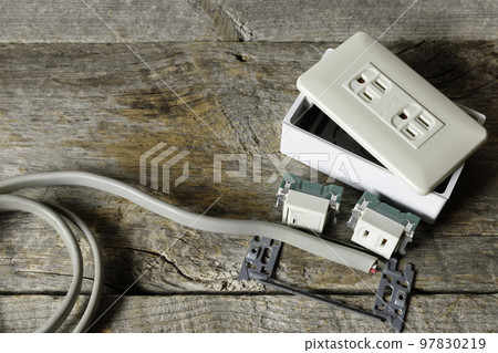 Wires and wiring devices on old table 97830219