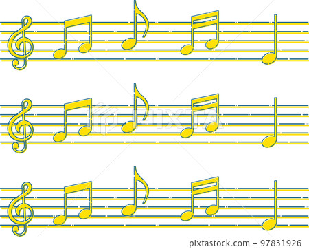 Music treble clef note score line drawing ruled frame simple yellow blurred Music treble clef note score line drawing ruled frame simple yellow blurred 97831926