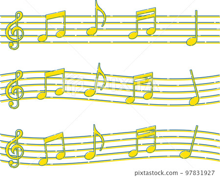 Music treble clef note score line drawing ruled frame simple yellow blurred Music treble clef note score line drawing ruled frame simple yellow blurred 97831927