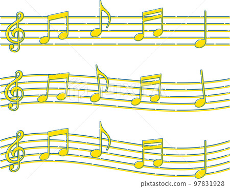 Music treble clef note score line drawing ruled frame simple yellow blurred Music treble clef note score line drawing ruled frame simple yellow blurred 97831928