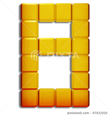 3D render.Golden scratched number isolated on white background. 3D render.Golden scratched number isolated on white background. 97832020