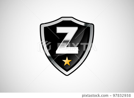 Initial letter Z with shield icon logo design vector illustration. Shield with monogram alphabet 97832938