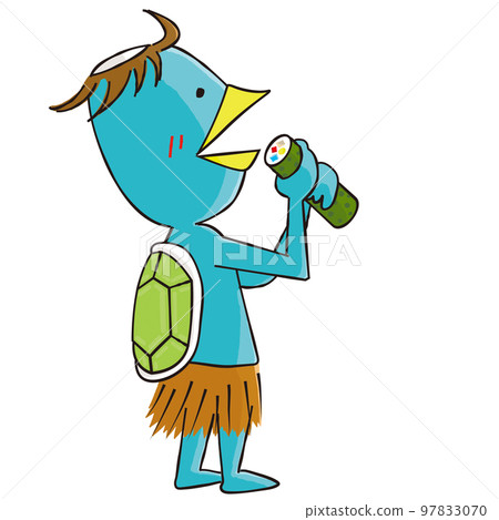 Cute kappa eating ehomaki towards eho on setsubun 97833070