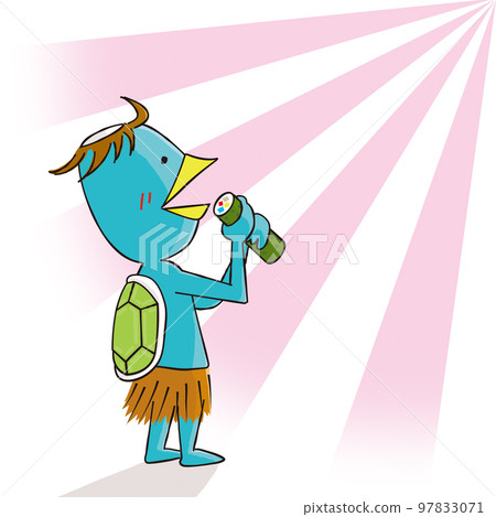 Cute kappa eating ehomaki towards eho on setsubun 97833071