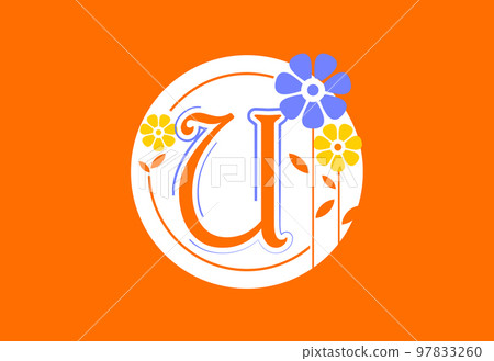 Floral monogram letter U. Initial alphabet with botanical elements. Floral alphabet vector design Floral monogram letter U. Initial alphabet with botanical elements. Floral alphabet vector design 97833260