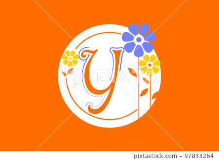 Floral monogram letter Y. Initial alphabet with botanical elements. Floral alphabet vector design 97833264