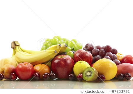 assorted fruits on white background assorted fruits on white background 97833721