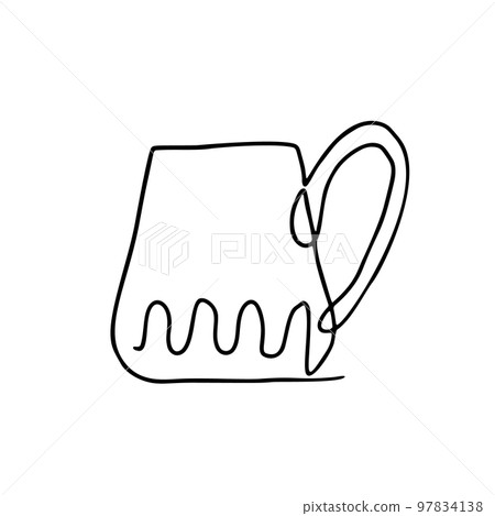 Hand drawn continuous inky line beer cup isolated on white Hand drawn continuous inky line beer cup isolated on white 97834138