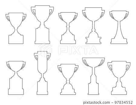 Line trophy cup collection. Championship prize element for games and app Line trophy cup collection. Championship prize element for games and app 97834552