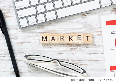 Market share concept with letters on cubes Market share concept with letters on cubes 97834630