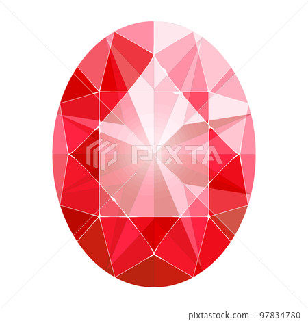 橢圓形明亮式切割紅色珠寶插圖圖像 97834780