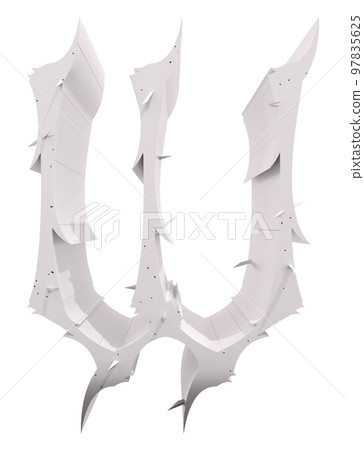 3D rendered illustration.Neo gothic style letter with spines. 97835625