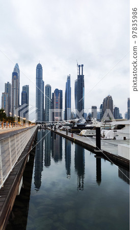 Yachts and boats in Dubai Marina, United Arab Emirates Yachts and boats in Dubai Marina, United Arab Emirates 97835986