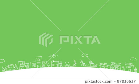 Simple line drawing illustration of community medical care, with title space in the center, vector Simple line drawing illustration of community medical care, with title space in the center, vector 97836637