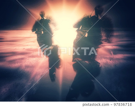 3d illustration of a businessman running towards the future 97836718