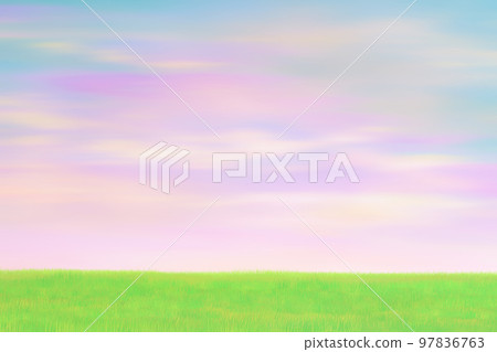 草原和天空插畫 97836763