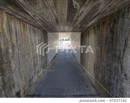 Tunnel passageway with old concrete walls Tunnel passageway with old concrete walls 97837192