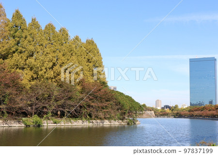 East Outer Moat and Crystal Tower of Osaka Castle Park 97837199