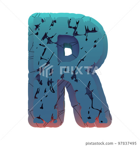3D rendered illustration.Molded and cracked letter.Layered art font. 97837495