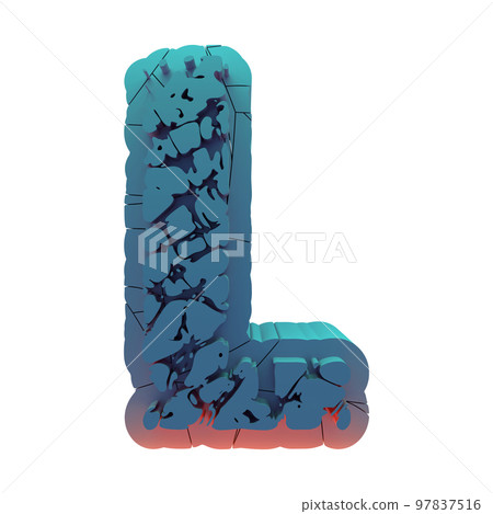 3D rendered illustration.Molded and cracked letter.Layered art font. 3D rendered illustration.Molded and cracked letter.Layered art font. 97837516