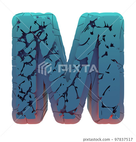 3D rendered illustration.Molded and cracked letter.Layered art font. 3D rendered illustration.Molded and cracked letter.Layered art font. 97837517