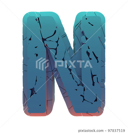 3D rendered illustration.Molded and cracked letter.Layered art font. 3D rendered illustration.Molded and cracked letter.Layered art font. 97837519