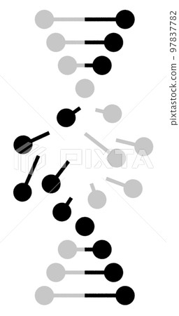 Illustration of biological cell DNA being damaged and molecular collapse Illustration of biological cell DNA being damaged and molecular collapse 97837782