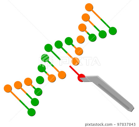 Genetic recombination illustration that changes part of a DNA cell Genetic recombination illustration that changes part of a DNA cell 97837843