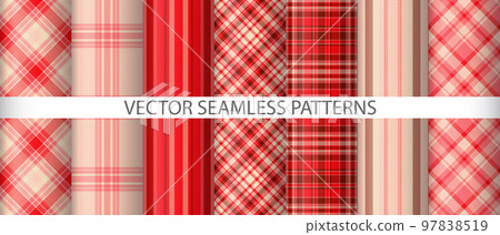Set check seamless vector. Tartan textile texture. Fabric background pattern plaid. 97838519
