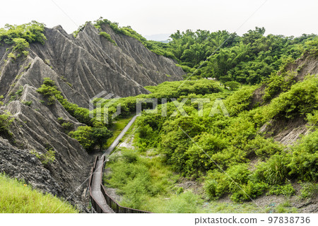 Badlands Geological landscape of Tianliao Moon World Scenic Area in Kaohsiung, Taiwan. it's famous for its similarity to the landscape of the Moon's surface. Badlands Geological landscape of Tianliao Moon World Scenic Area in Kaohsiung, Taiwan. it's famous for its similarity to the landscape of the Moon's surface. 97838736