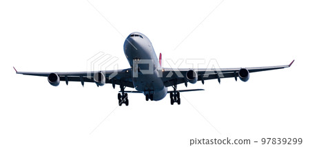 Turbojet airliner landing at the airport Turbojet airliner landing at the airport 97839299