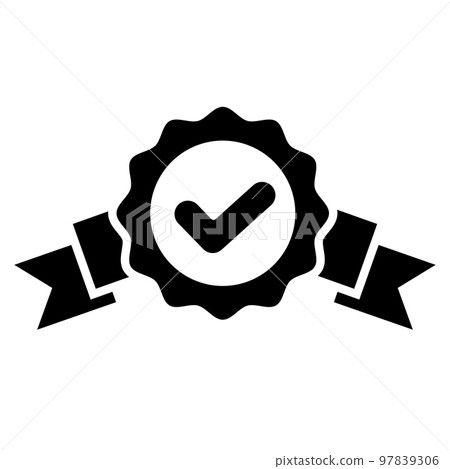 Award rosette icon in flat. certified medal sign Award rosette icon in flat. certified medal sign 97839306
