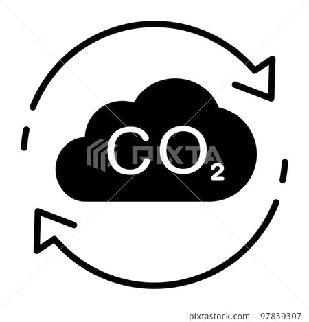 CO2 icon in flat style. Carbon dioxide emissions 97839307