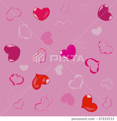 red and pink hearts on a pink background red and pink hearts on a pink background 97839533