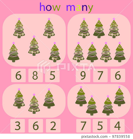calculate how many Christmas trees are in the picture 97839558