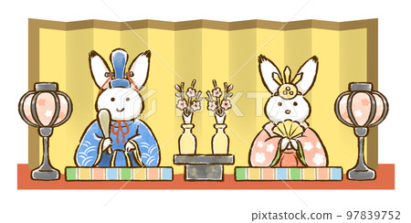 Rabbit Hina dolls (male and female dolls) 1 tier hand-drawn illustration Rabbit Hina dolls (male and female dolls) 1 tier hand-drawn illustration 97839752