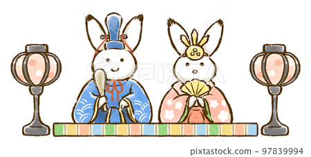 兔雛娃娃男女娃娃手繪插畫 97839994