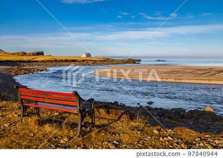 Beautiful sunny day at Borgarfjordur eystri in Iceland 97840944