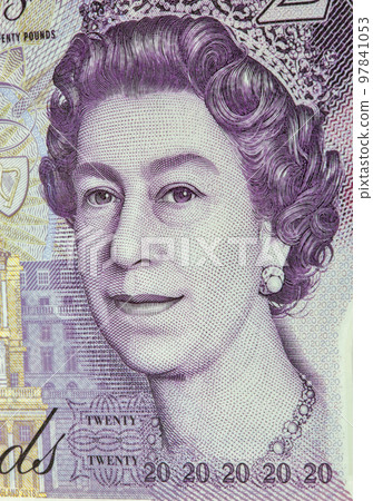 British twenty pounds banknotes closeup 97841053
