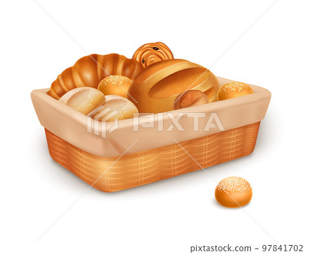 Bread In Basket Illustration 97841702
